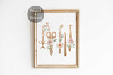 Dentist office decor, Dental art, Floral tools print, Dental Hygienist, Student Dentistry Wall Art Print, Dentist gifts