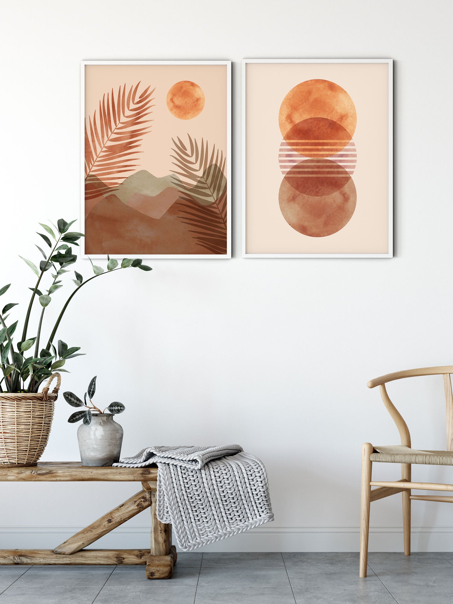 Arte de pared con diseño de sol del desierto, juego de 2 láminas decorativas estilo boho Imagen secundaria del producto