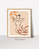 Boho Woman Wall Art Print, Abstract Line Art Print